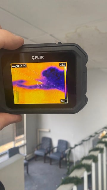 thermal image of property mitigation inspection for water damage restoration