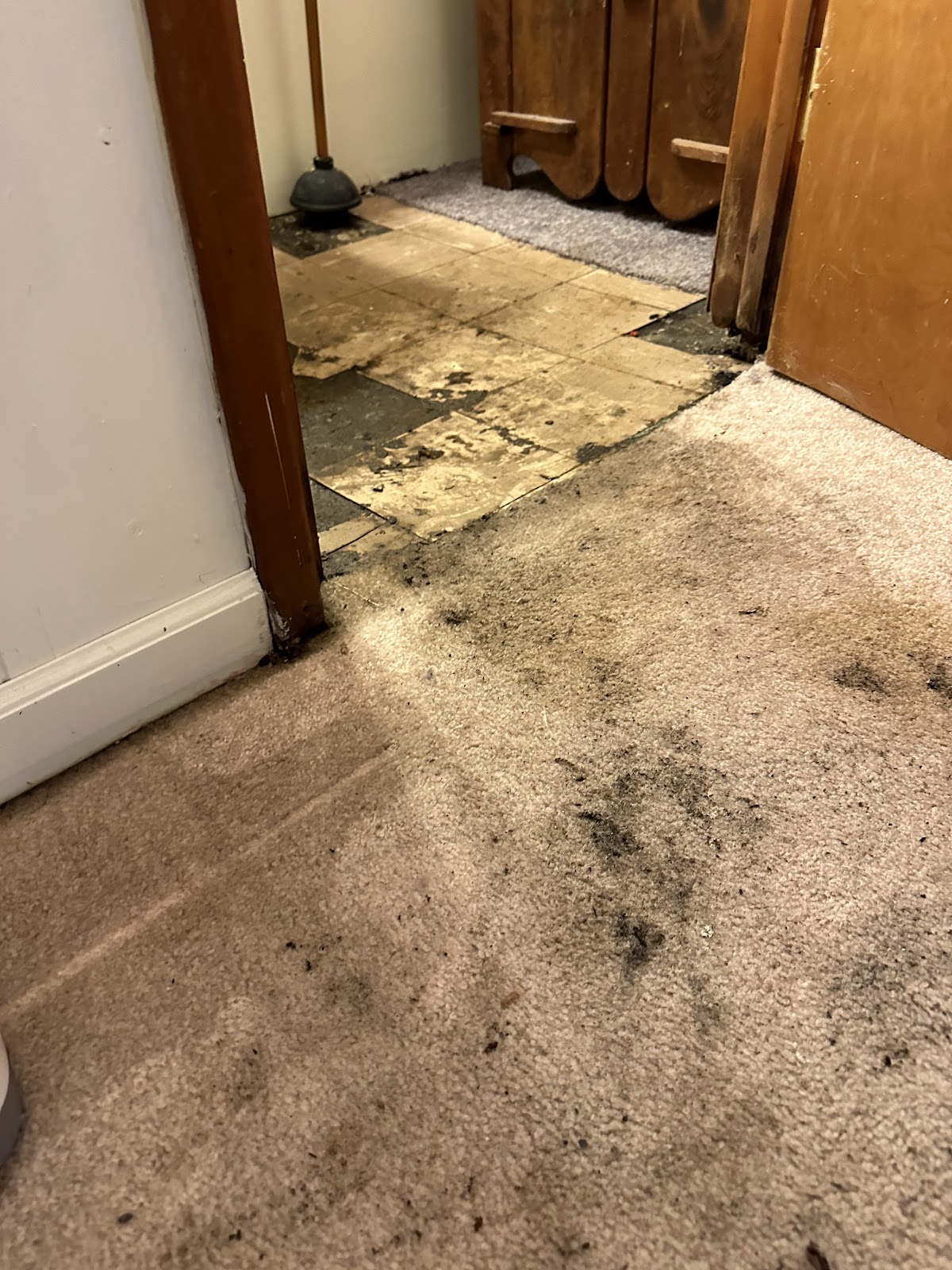Standing water on basement floor during emergency water damage restoration in Columbus
